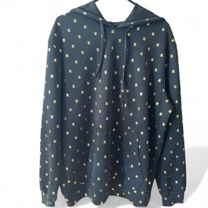 Drill Clothing Company Black Hoodie Gold Bee Allover Print Pullover XL Unisex